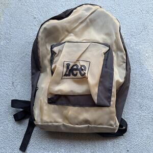 Deadstock Vintage 80s Lee Backpack Brown Tan Nylon Rare